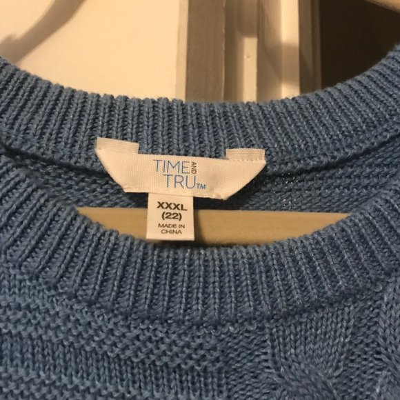 Time and True 3x (or 22) beautiful medium blue sweater. Multi knit styles. - Picture 8 of 9